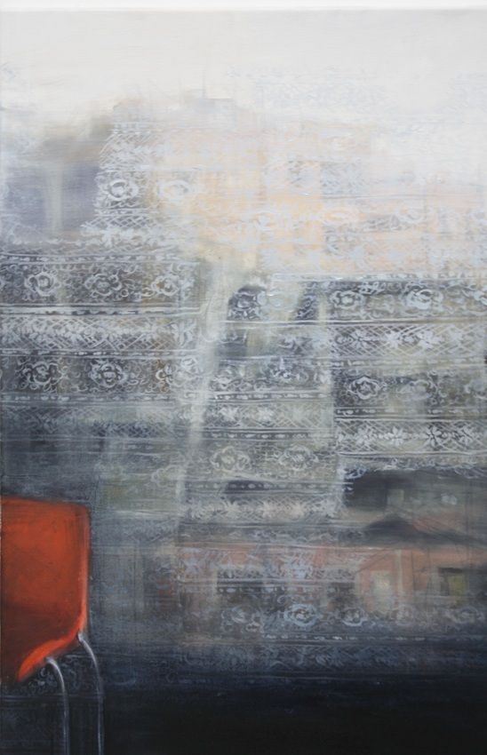 Cinematic View of Gaza, a painting by Miriam McConnon, part of the artist's solo show No Mirrors Left in Gaza, Olivier Cornet Gallery, August-September 2026