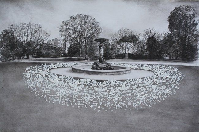 Lost Lace - Artist's Impression III, a drawing by Miriam McConnon, Olivier Cornet Gallery, Dublin