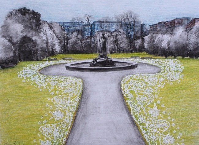 Lost Lace Drawing - Iveagh Gardens, a drawing by Miriam McConnon, Olivier Cornet Gallery, Dublin