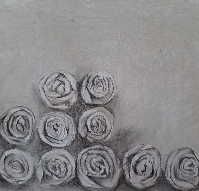 Individual Roses, a drawing by Miriam McConnon, Olivier Cornet Gallery, Dublin