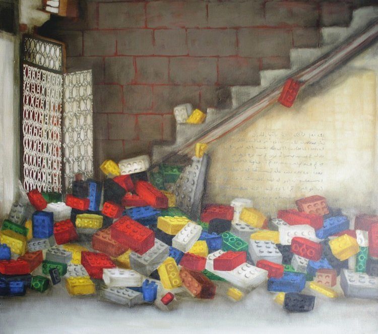 No more time for lego blocks, a painting by Olivier Cornet Gallery artist Miriam McConnon