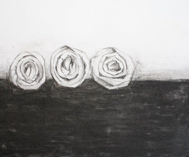 Lost Lace - Three Roses, a drawing by Miriam McConnon, Olivier Cornet Gallery, Dublin