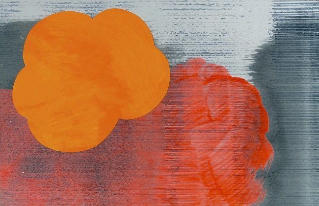 Sheila Naughton, Strange Cloud, watercolour & acrylic collage on paper wrapped around panel, Olivier Cornet Art Gallery