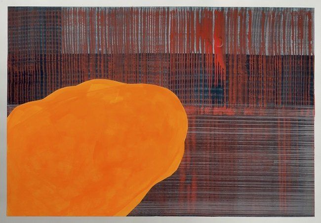 Sheila Naughton, Time-bomb I, gouache & acrylic collage on paper, Olivier Cornet Art Gallery