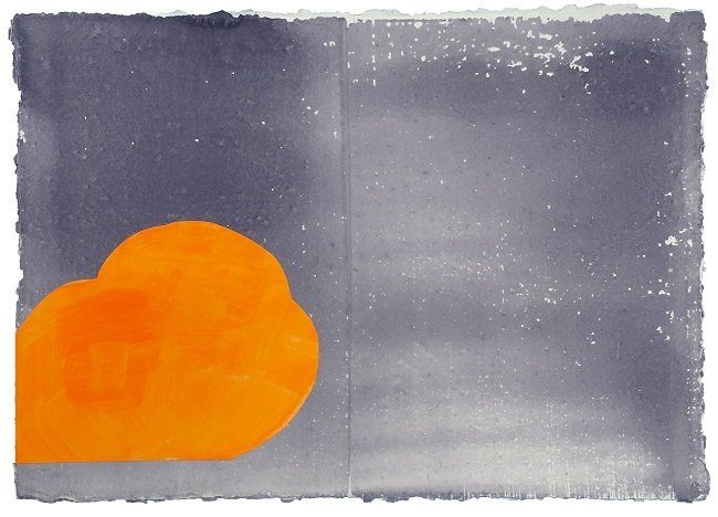 Sheila Naughton, Time-bomb II, watercolour & acrylic collage on handmade watercolour paper, Olivier Cornet Art Gallery
