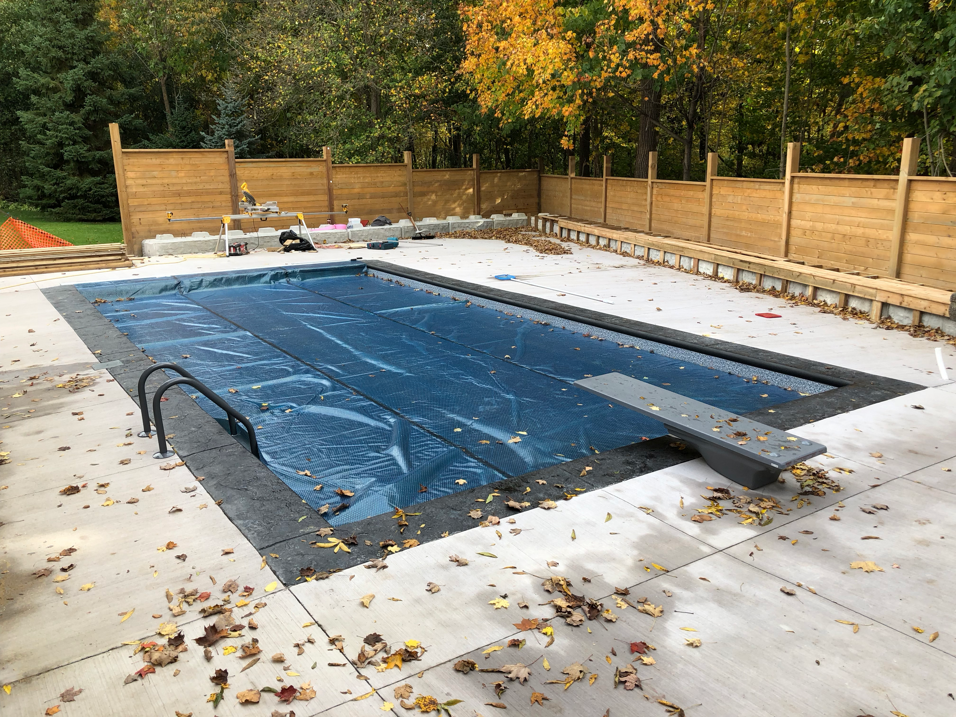 Pool Closing and cover secured in place