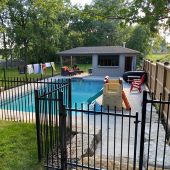 View of a pool after being cleaned.