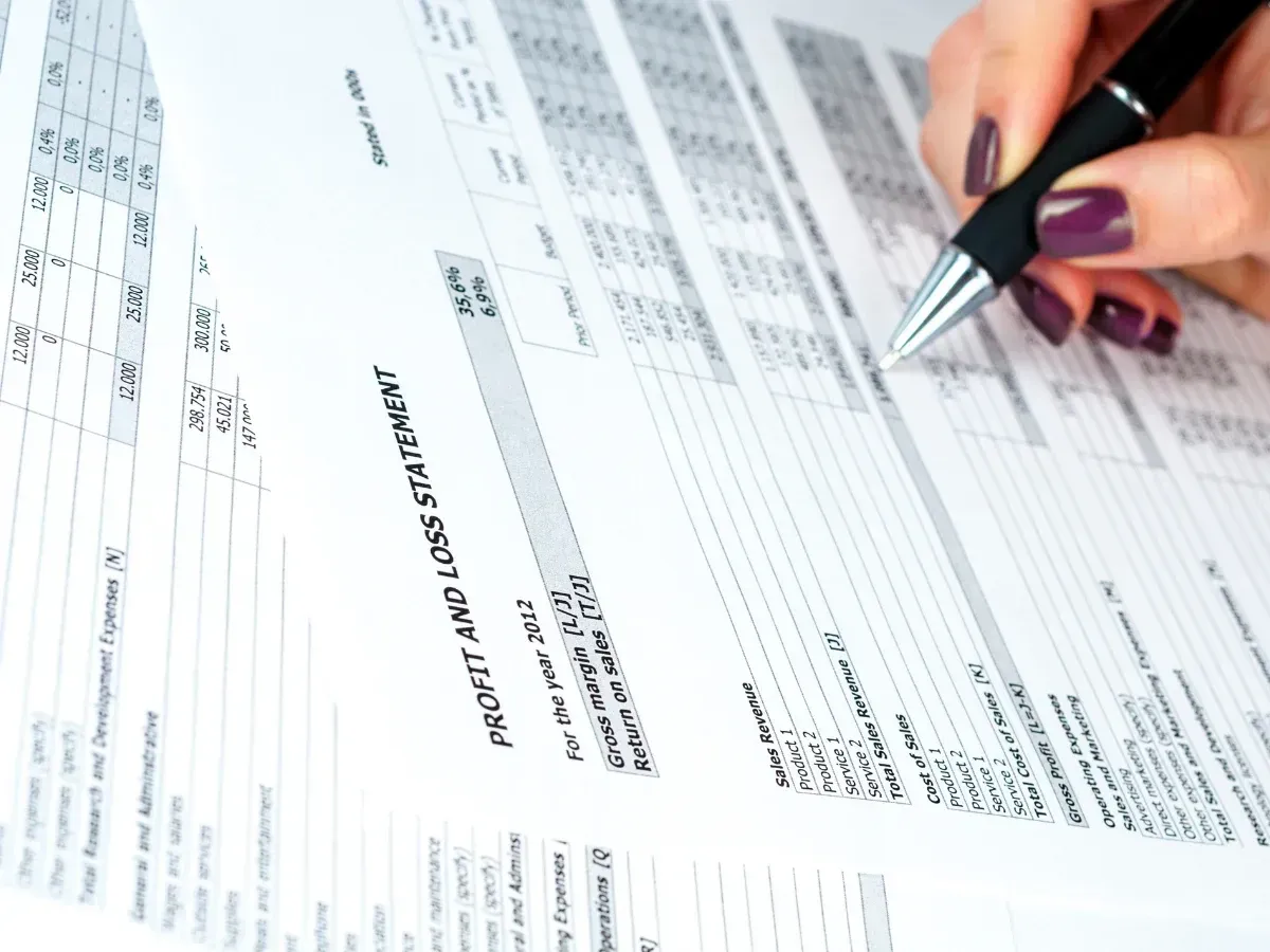 An insurance agency accounting checking the profit and loss statement.