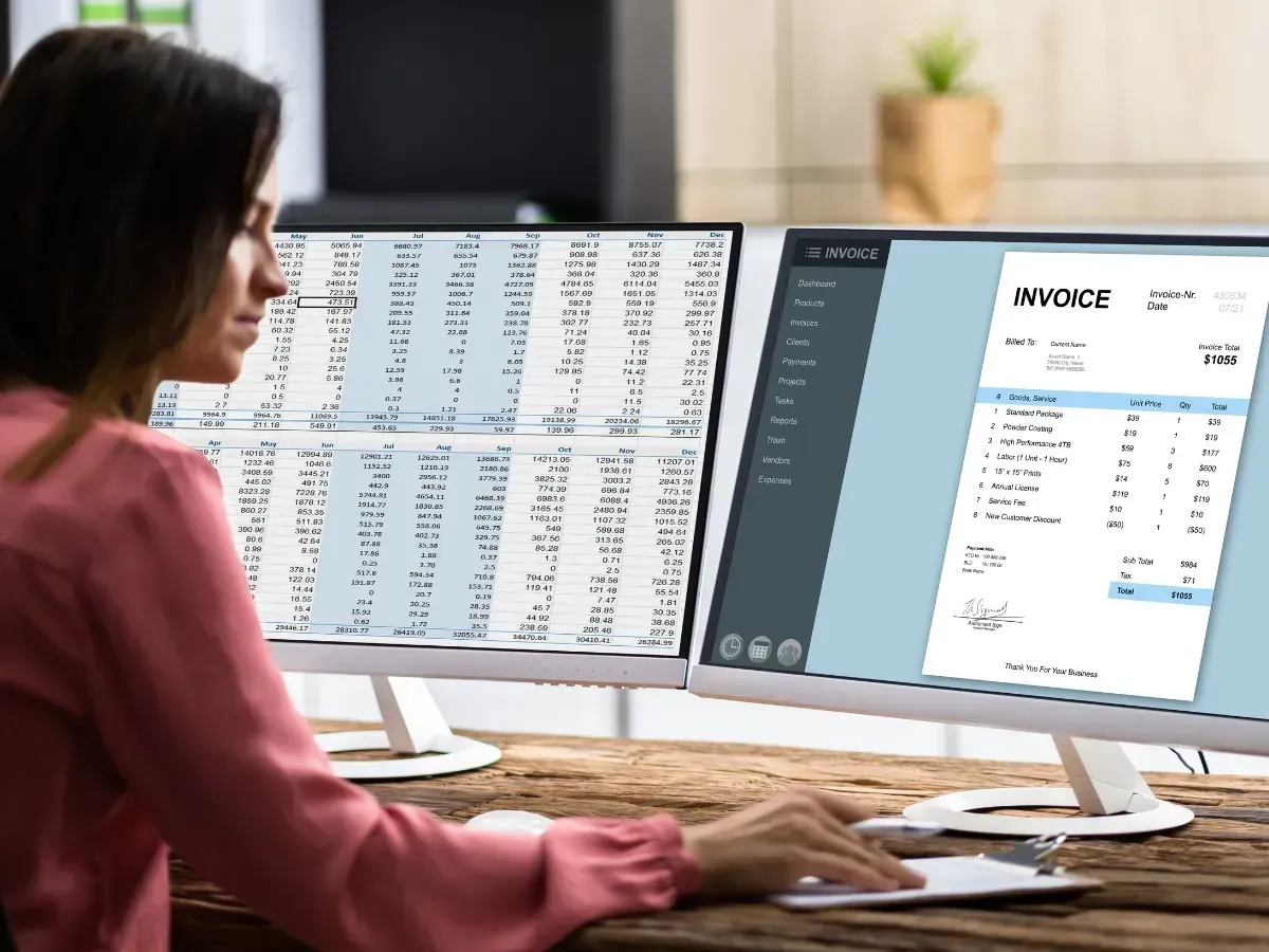 Insurance Accountant Making Invoice