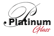 Platinum Glass logo with black text and a red script “Glass” on a white background