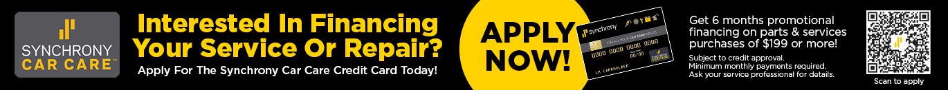 Banner ad for auto repair financing; includes logo, 