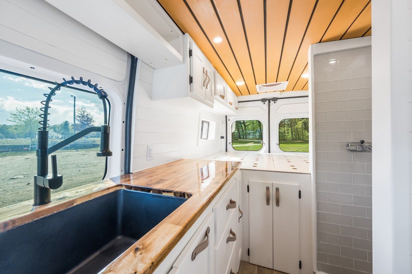 Light Kitchen Inside The Camper Van  - Milton, NH  - RV Service and R & L Van Builds