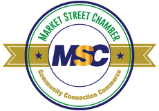 Market Street Chamber logo: blue and gold MSC letters within concentric circles, green text, and a gold banner.
