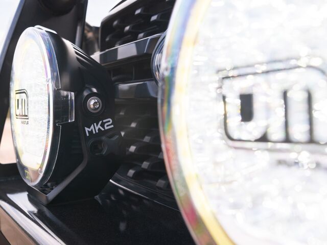Close-Up of Two Black Off-Road Driving Lights — Lacey's TJM 4X4 Megastore in Rockhampton City, QLD