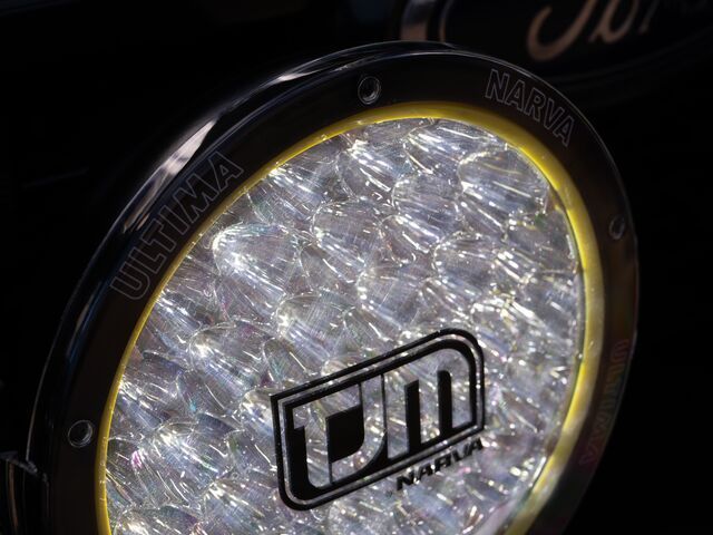 Close-Up of A Round, Bright Led Driving Light with A Silver Frame — Lacey's TJM 4X4 Megastore in Rockhampton City, QLD
