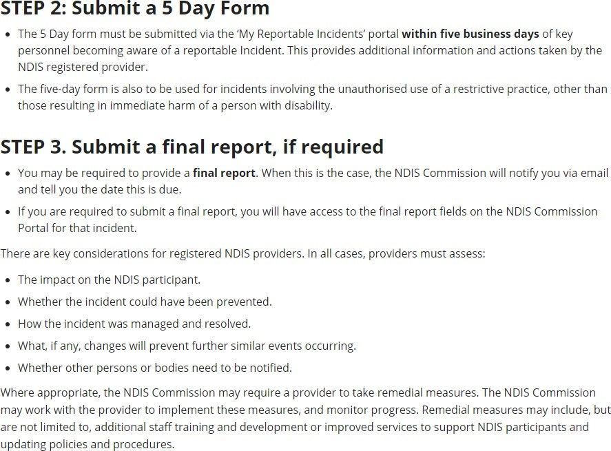 step 2 and 3 of how to report an incident