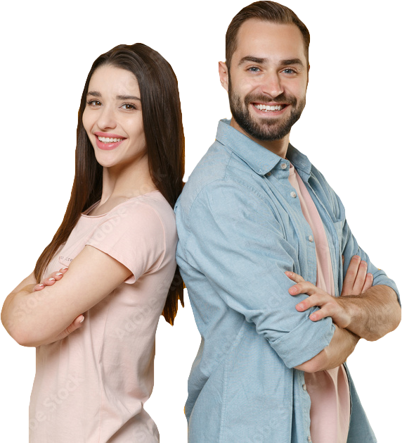 man and woman smiling
