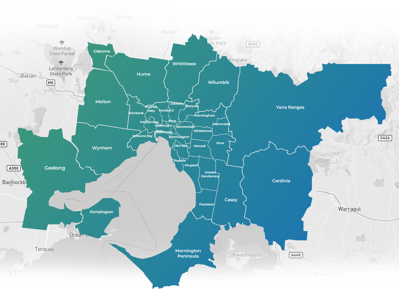 Greater Melbourne map