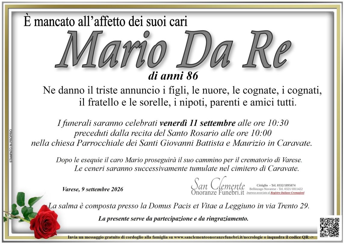 Da Re, Strambi, Ucchino, san clemente, cittiglio, caravate, sangiano, laveno, mombello, cerro, reno, leggiuno, ballarate, monvalle, gemonio, cocquio trevisago, gavirate, azzio, orino, brenta, casalzuigno, cuveglio, cuvio, rancio valcuvia, cassano valcuvia, luino, varese, impresa funebre, onoranze funebri, pompe funebri, defunto, necrologi, necrologie, funerale, funebre, defunto,