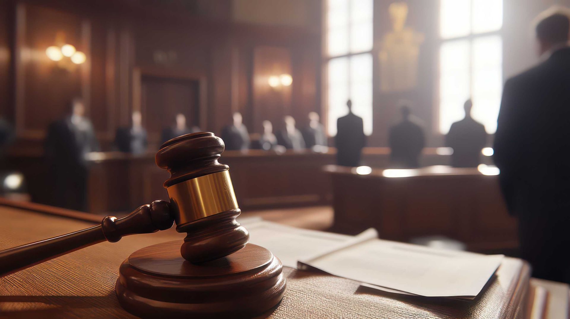 A judicial gavel in a courtroom setting, symbolizing professional bail bondsman service support. A judicial gavel in a courtroom setting, symbolizing professional bail bondsman service support.