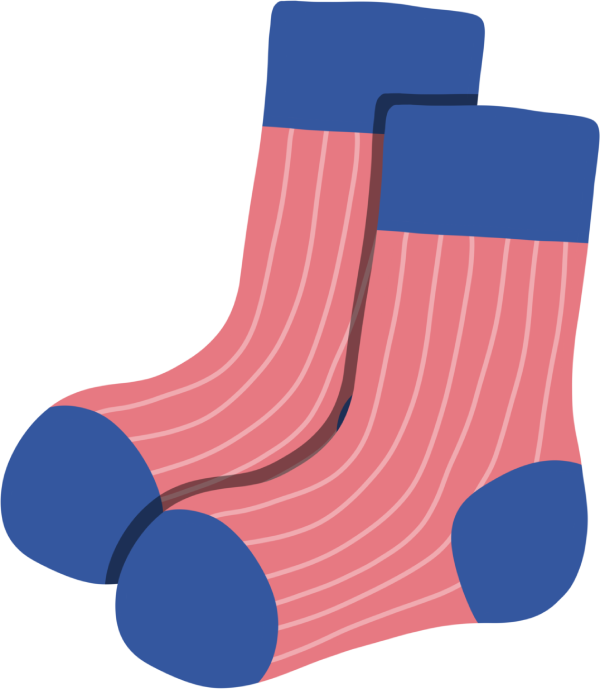 Pair of pink and blue striped socks.