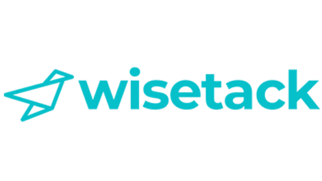Wisetack logo in teal with a stylized paper airplane icon