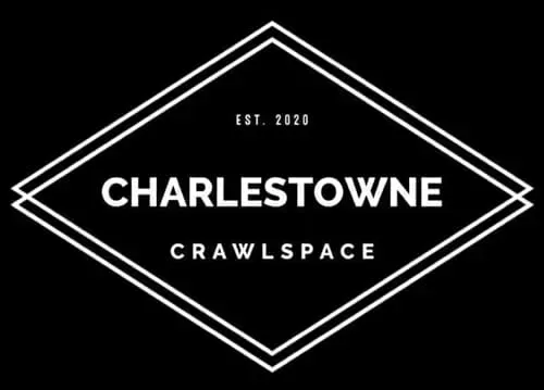 Charlestowne Crawlspace logo in white text on a black diamond background, with “EST. 2020” above.