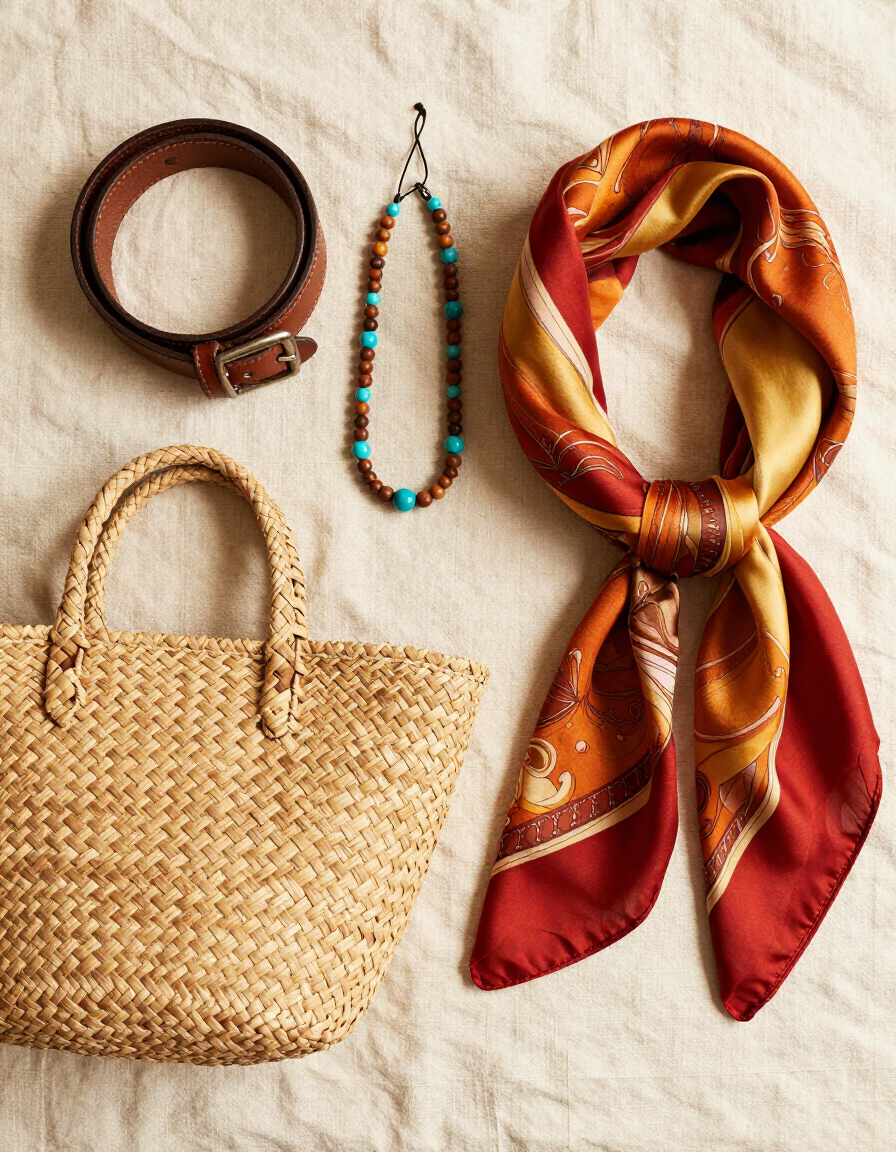 Vintage accessories flat lay
