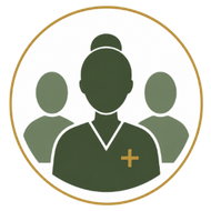 Three-person group icon in green and gold with a plus sign