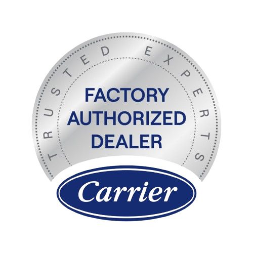 Carrier Trusted Experts factory authorized dealer badge in blue and silver