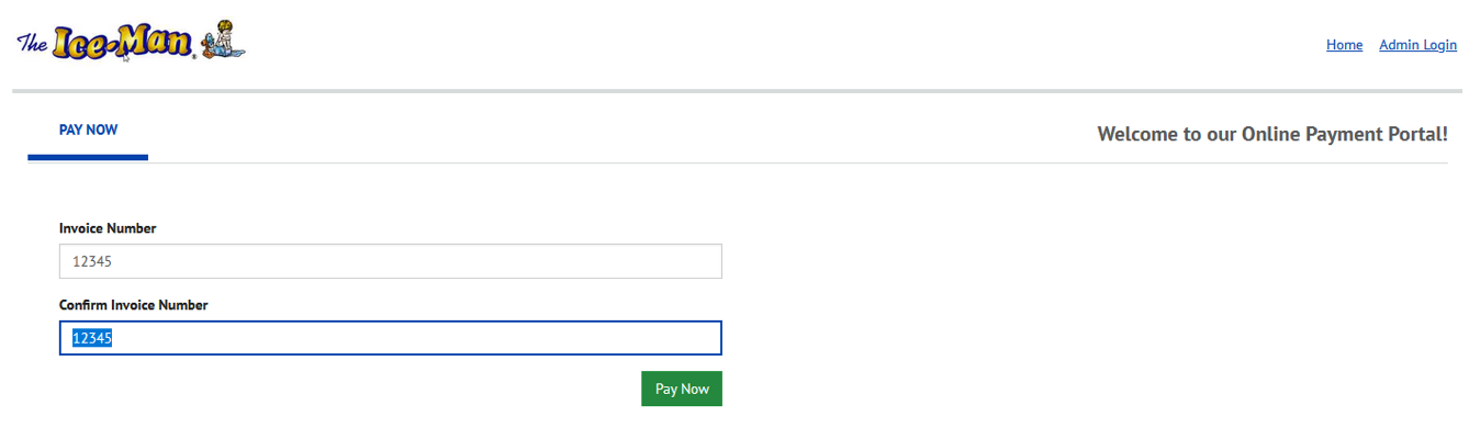 Homepage with a search form, text fields, and a green submit button on a mostly white page