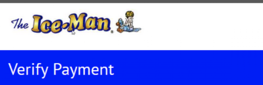 The Ice Man logo above a blue “Verify Payment” header