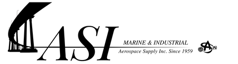 ASI Aerospace Supply Inc. logo in blue with a stylized diagonal line across the letters