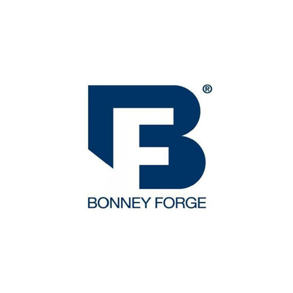 Bonney Forge blue logo with stylized BF monogram and company name underneath