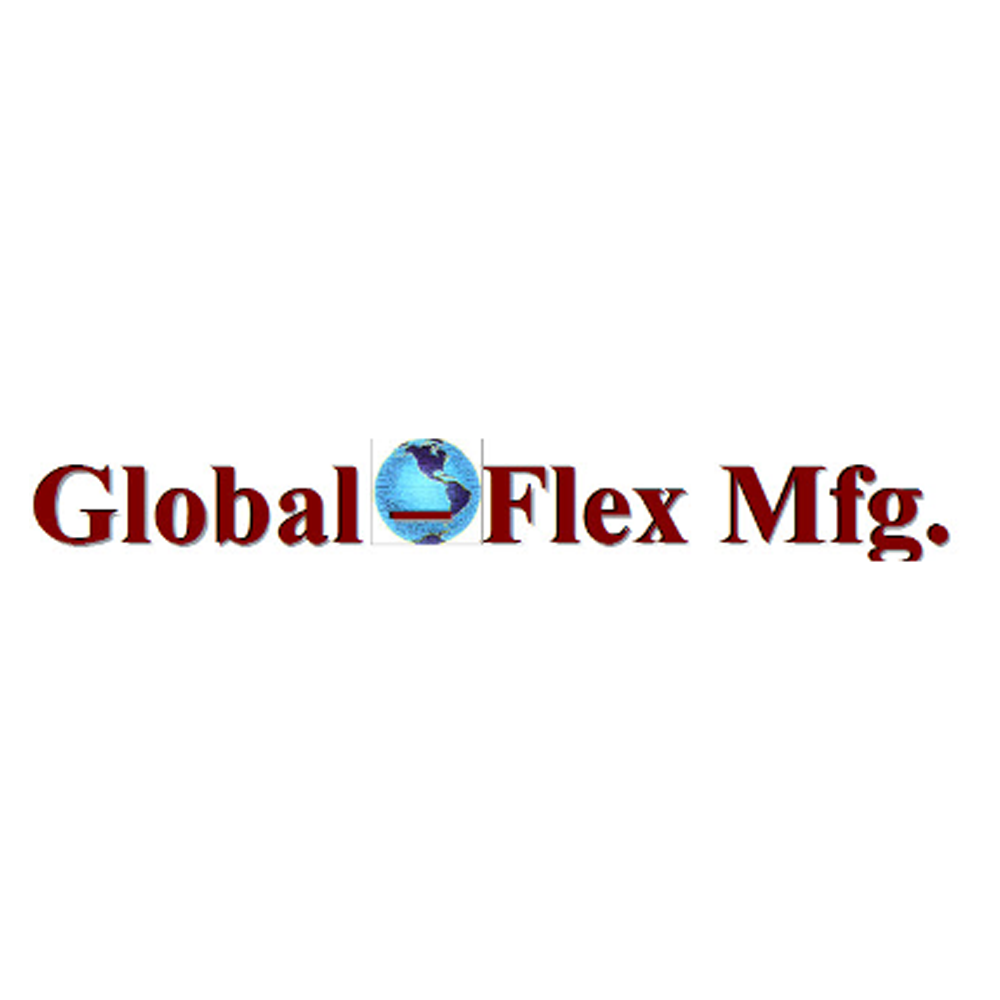 Global Flex Mfg. logo in maroon text with a blue globe icon between words