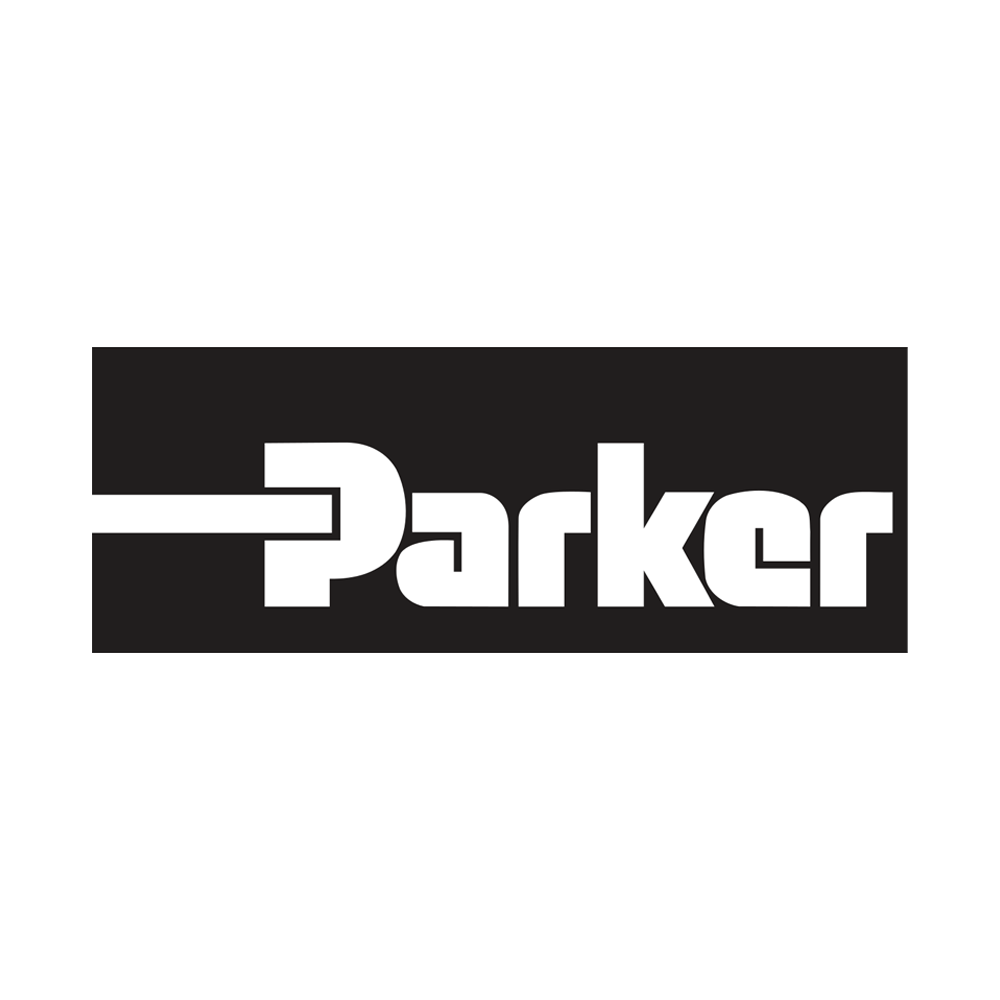 Parker logo in white on a black rectangular background