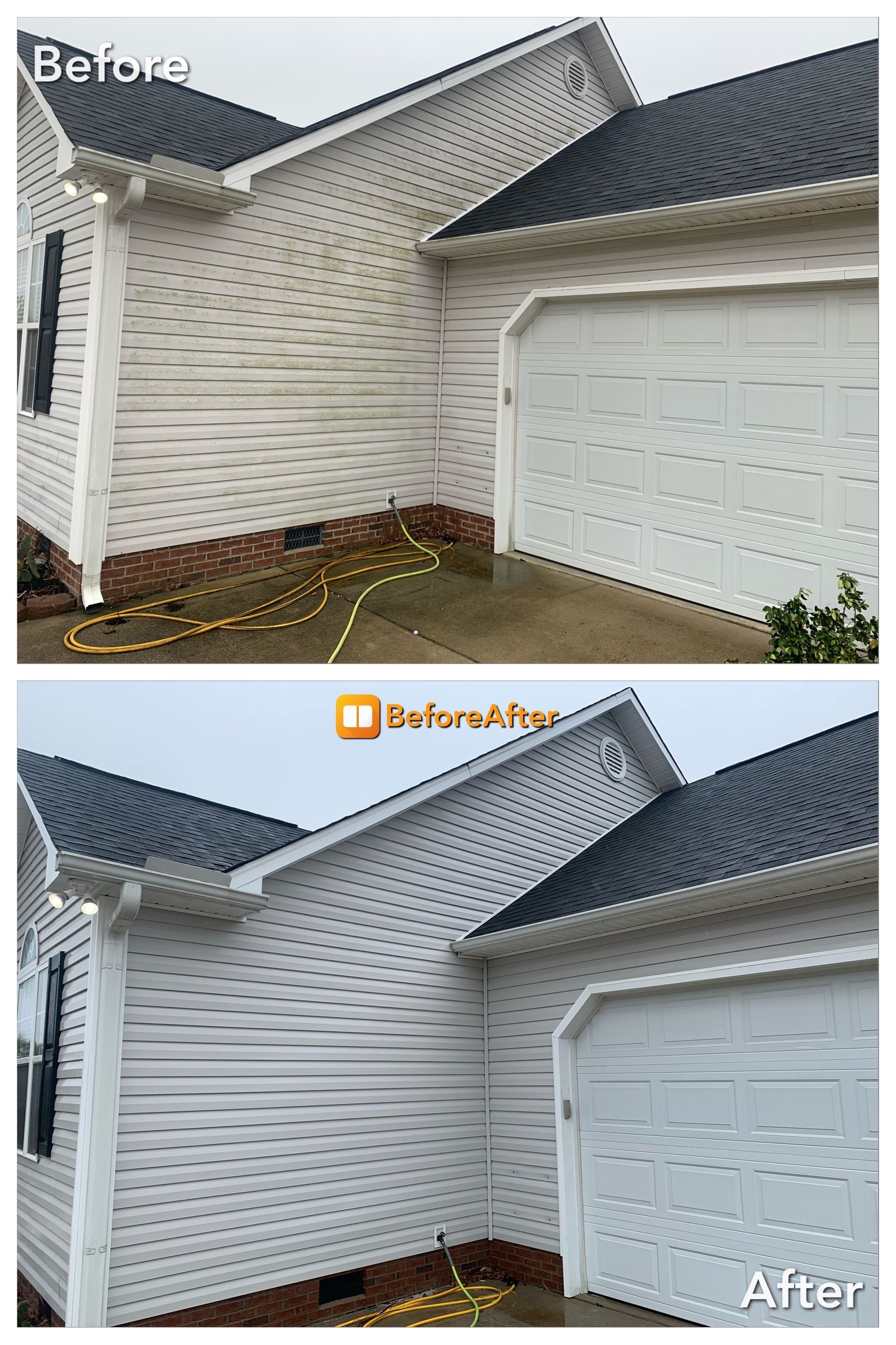 soft washing a vinyl siding house