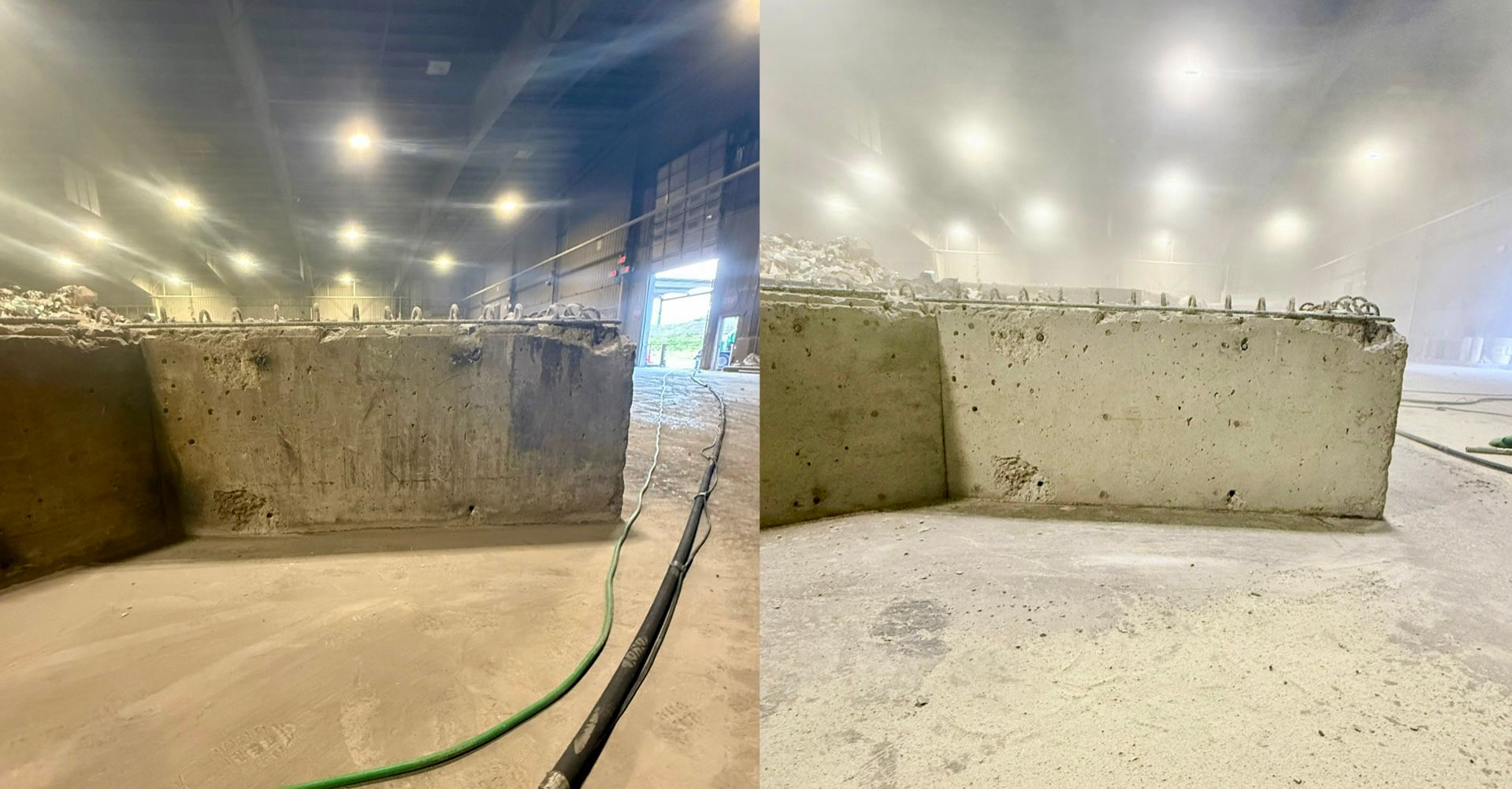 mobile sandblasting concrete walls to profile for a new coating