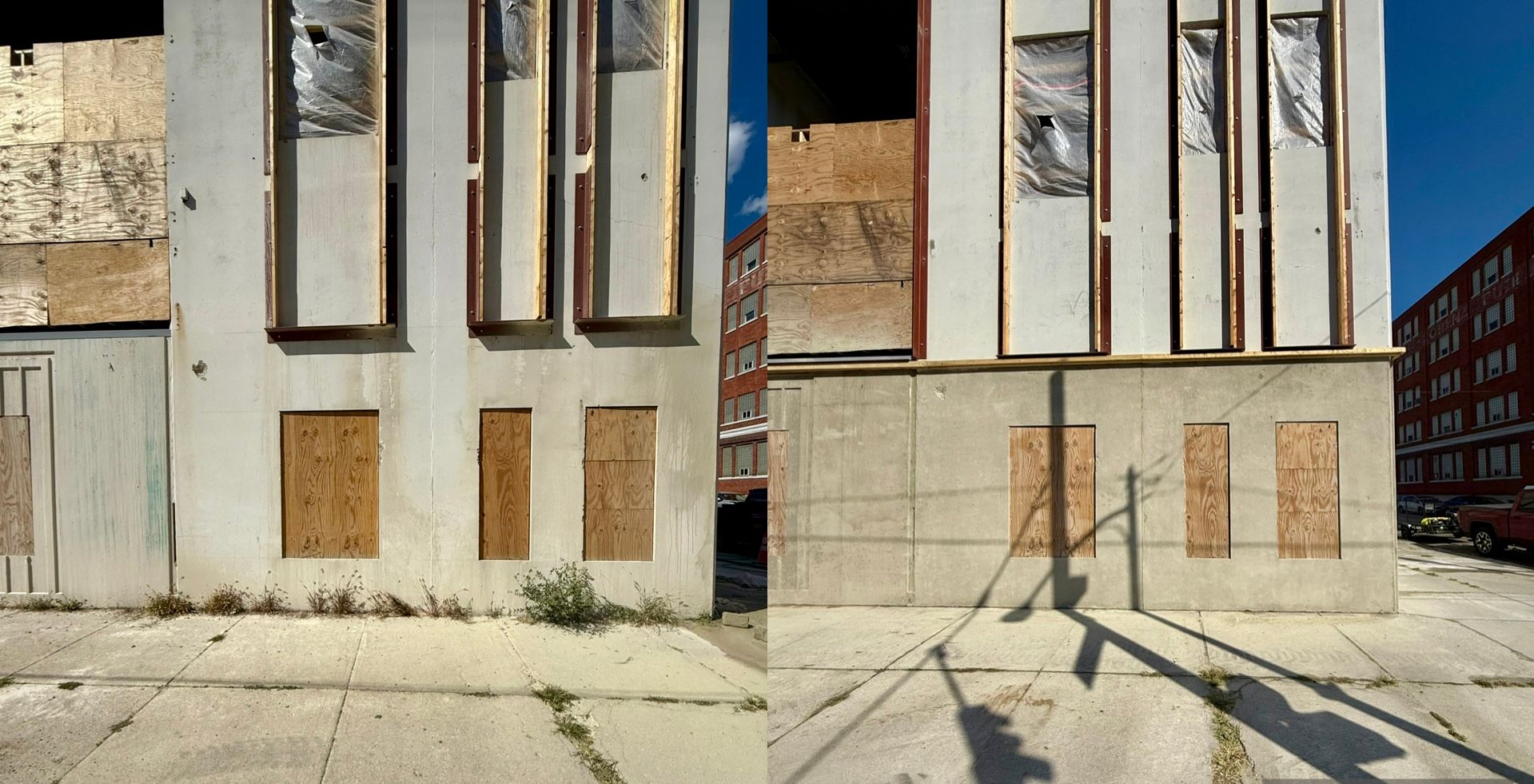 wet sandblasting paint from commercial concrete building