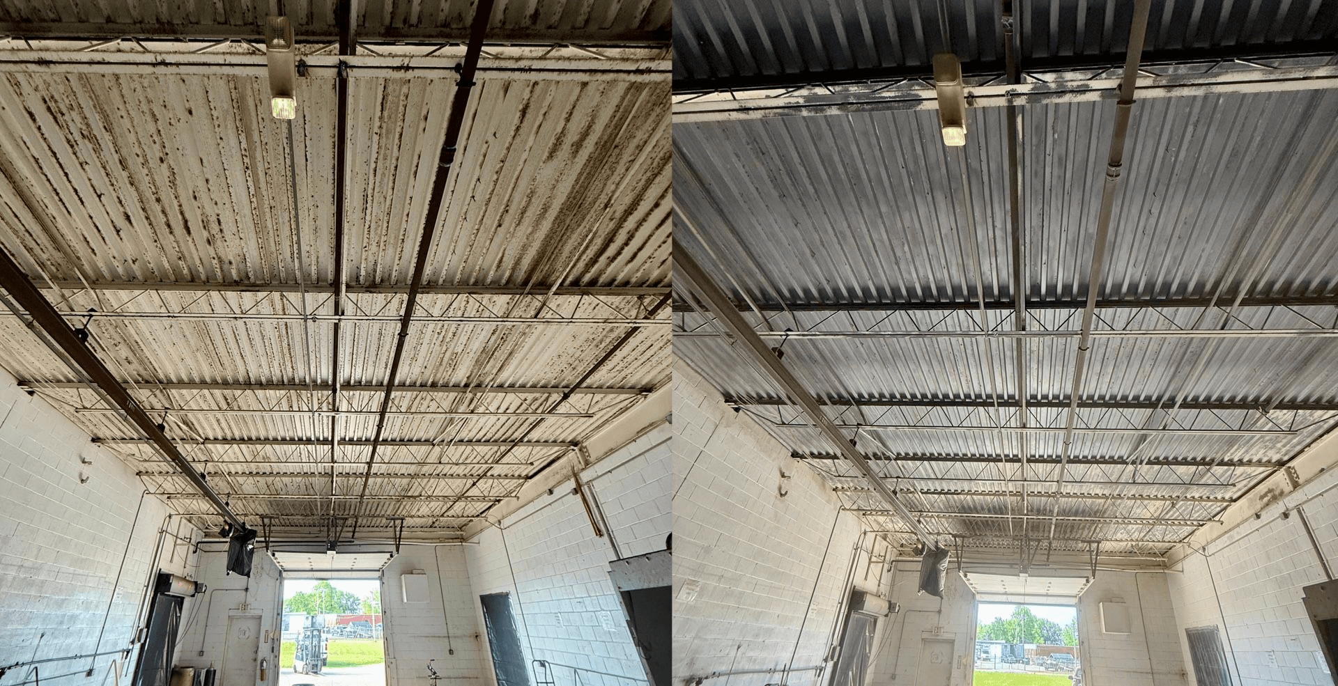 sandblasting a commercial building roof