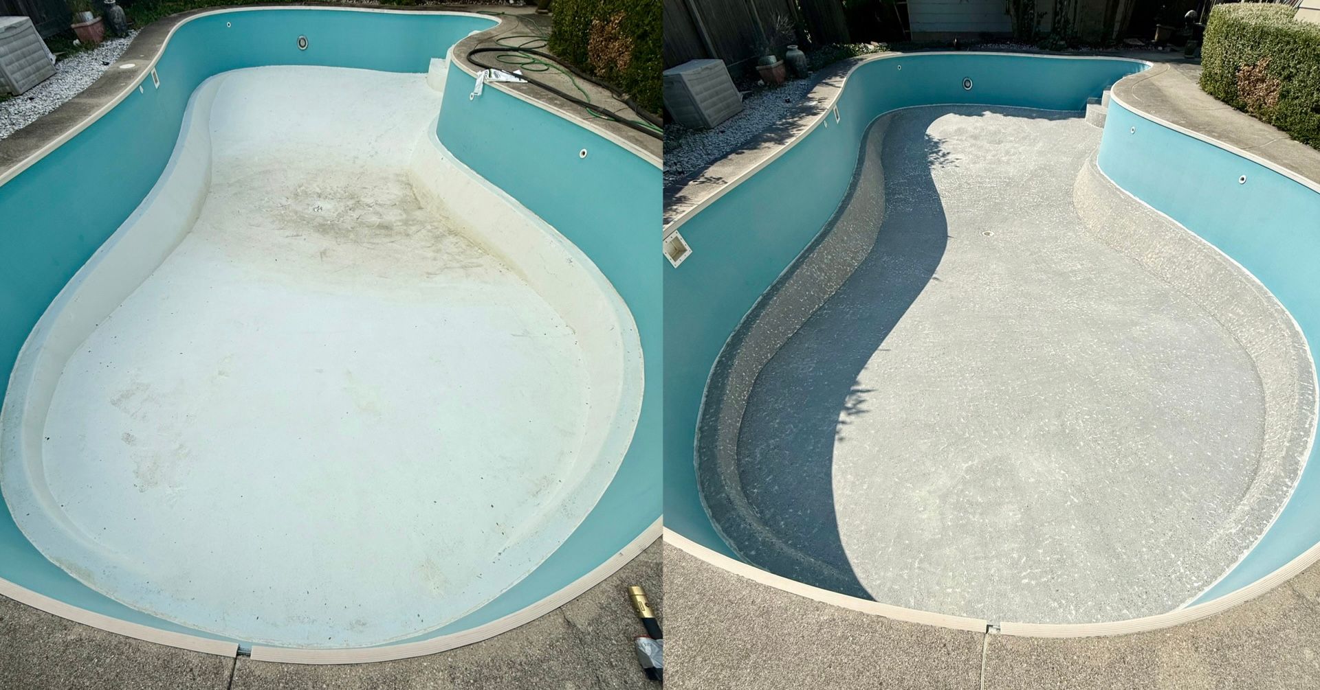 mobile sandblasting paint from the bottom of a concrete pool