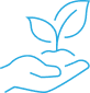 A hand is holding a plant with leaves growing out of it.