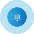 A group of people standing next to each other in a blue circle.