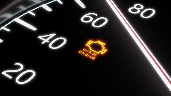 Dashboard with a lit orange 