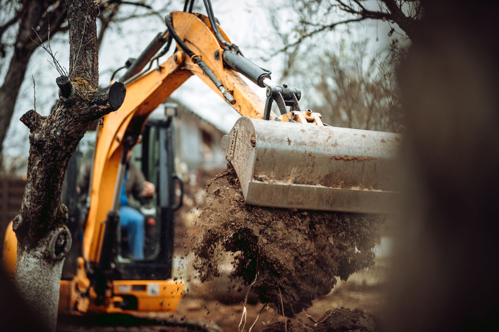 Excavator Digging Yard Excavator Digging Yard