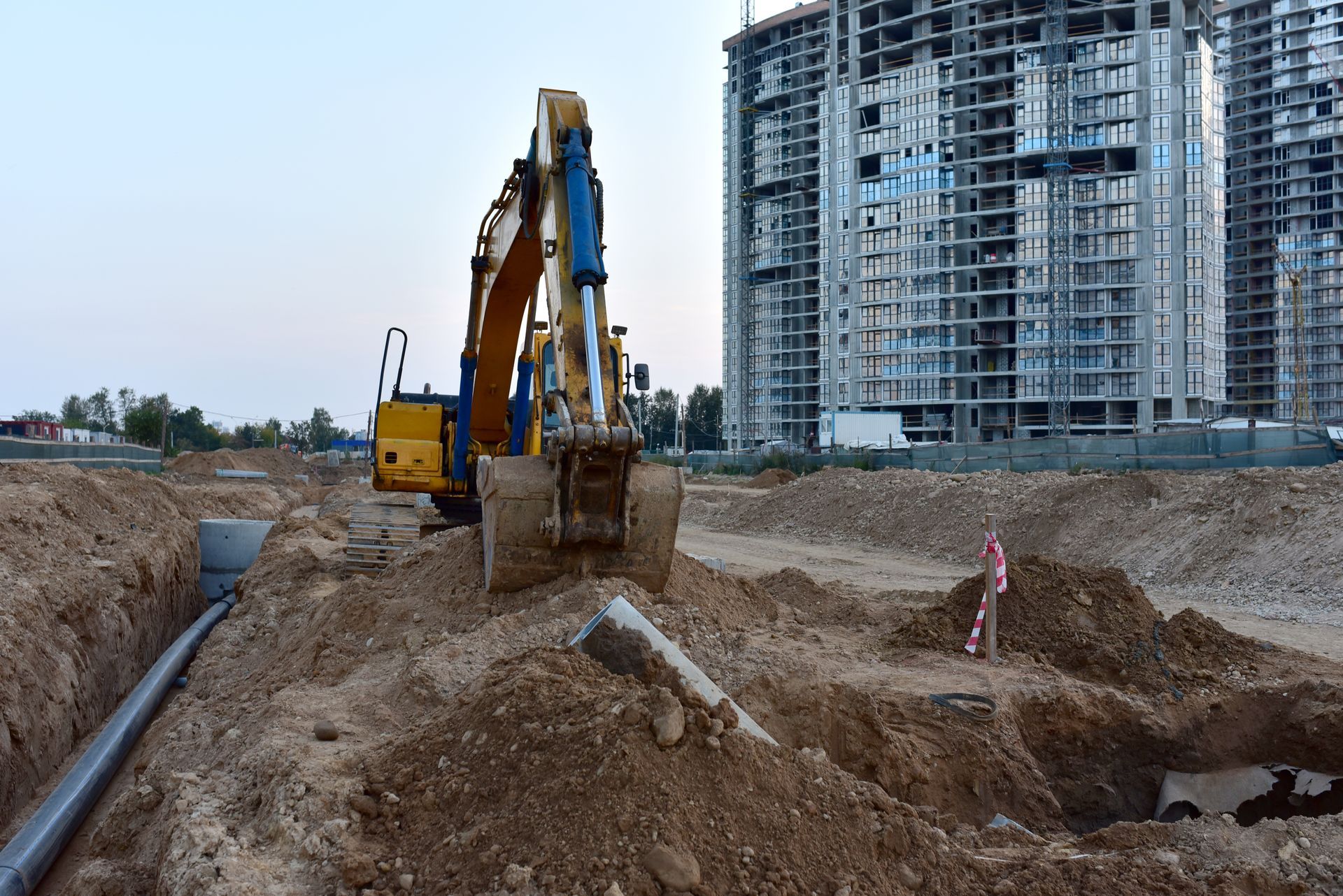 Excavator Digging Trench Excavator Digging Trench