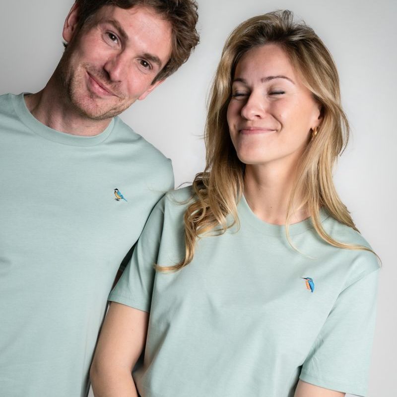 T-shirts van biologisch katoen, voor natuurliefhebber, met ijsvogel

