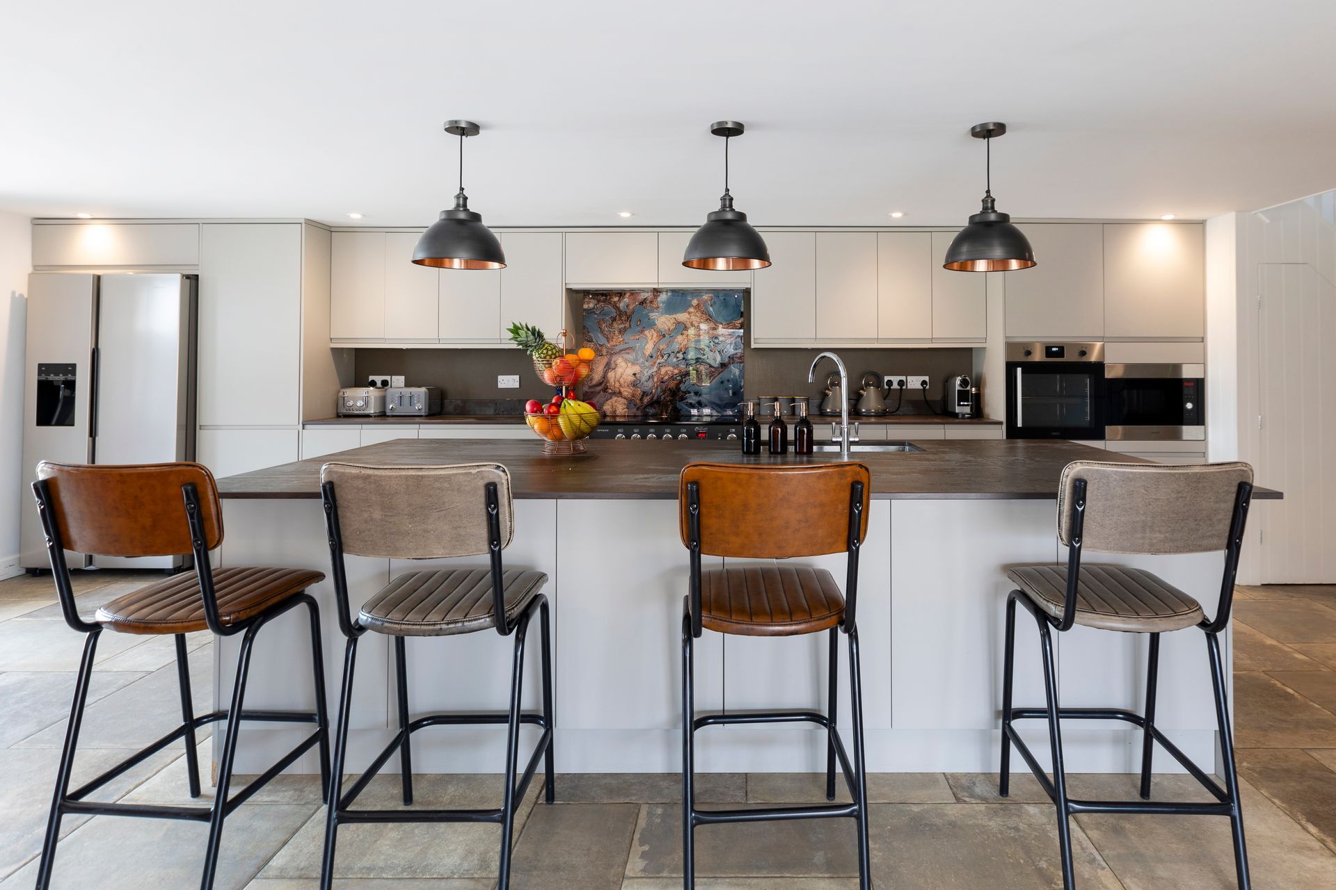 Kitchen island and bar stools