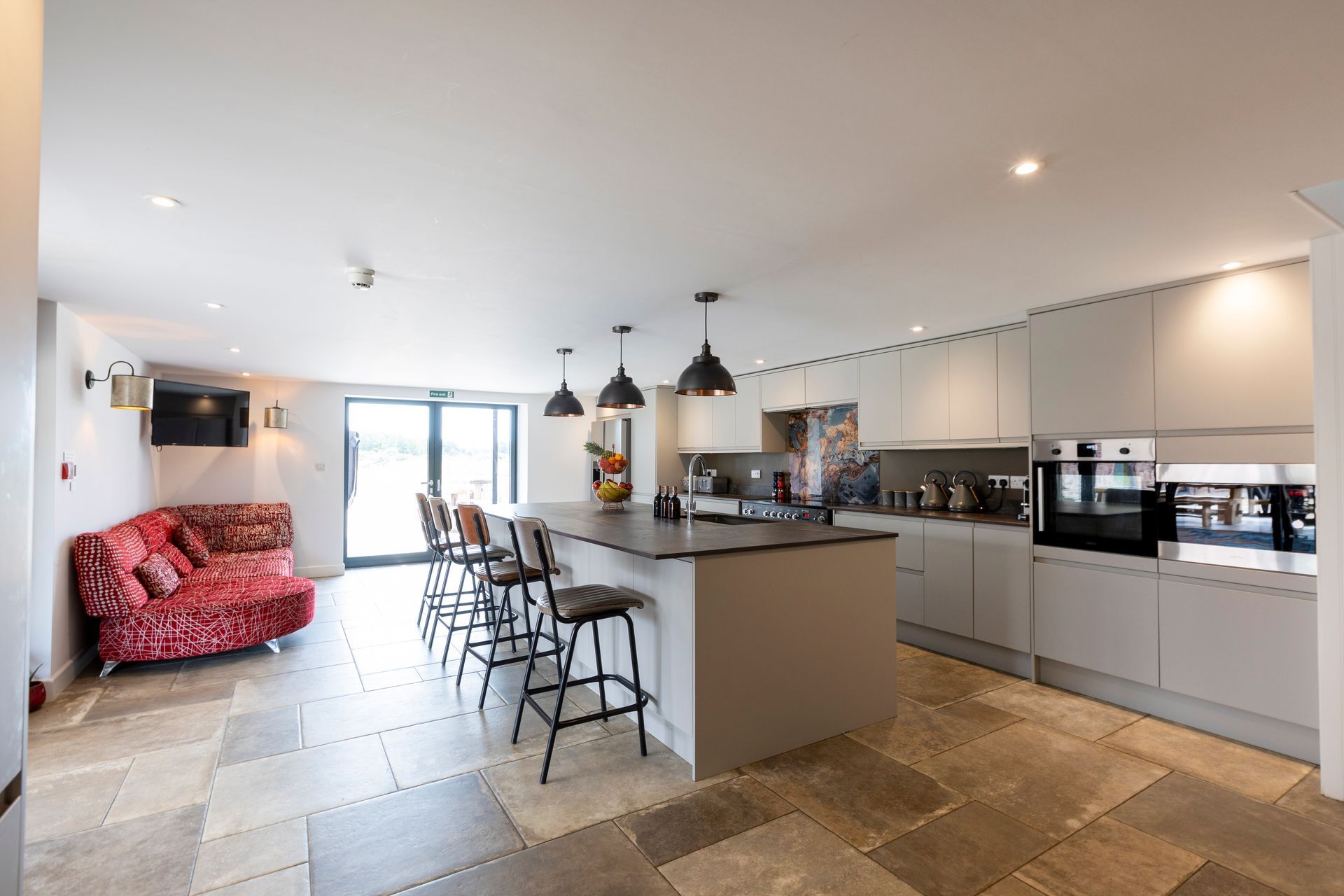 Large kitchen with centre island