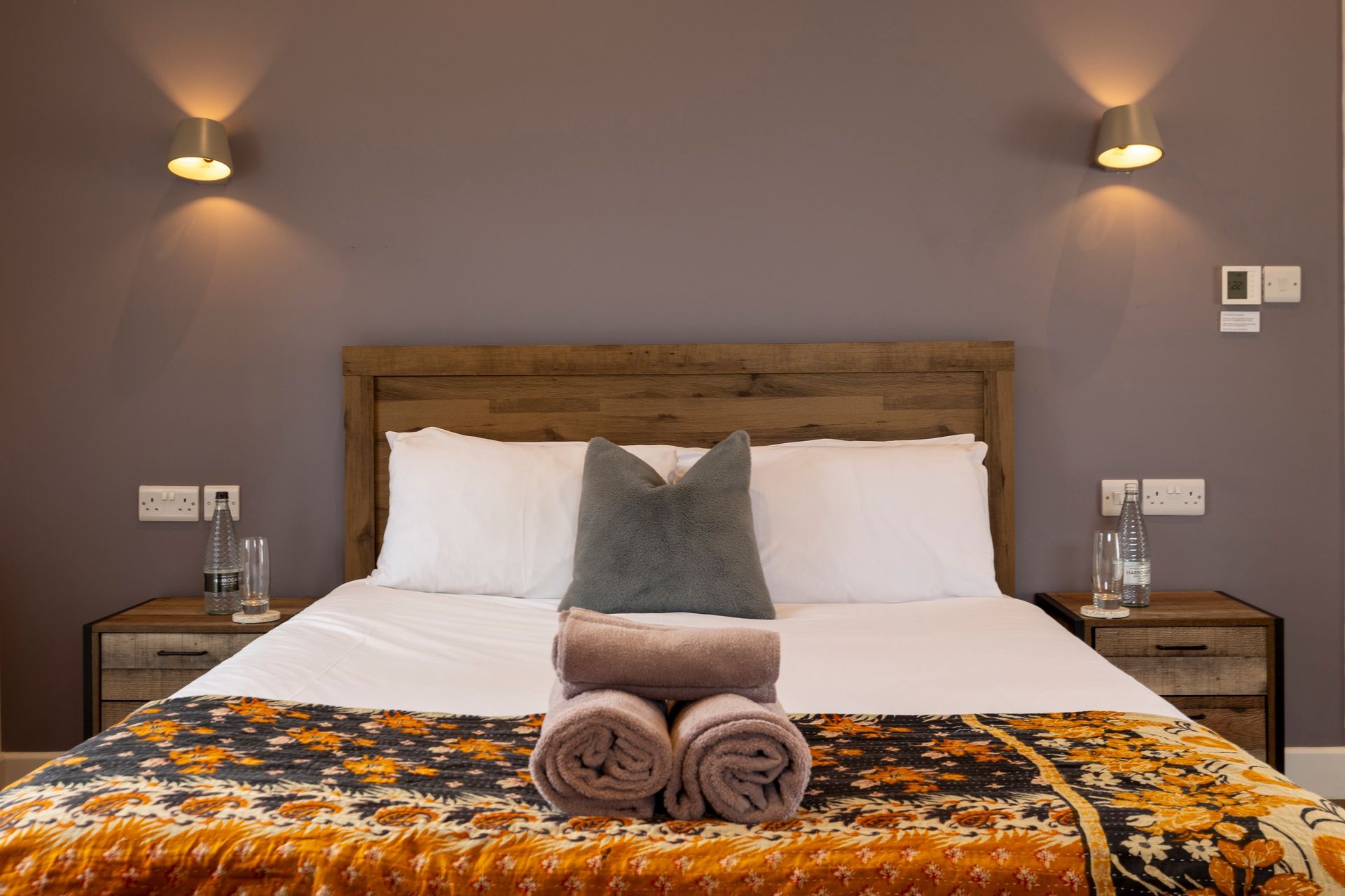 Bed with rolled towels